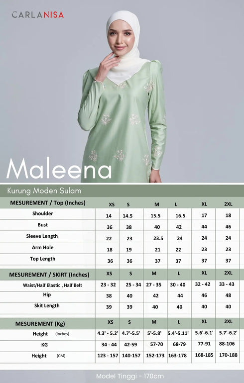 Maleena Kurung Moden Sulam | Light Green